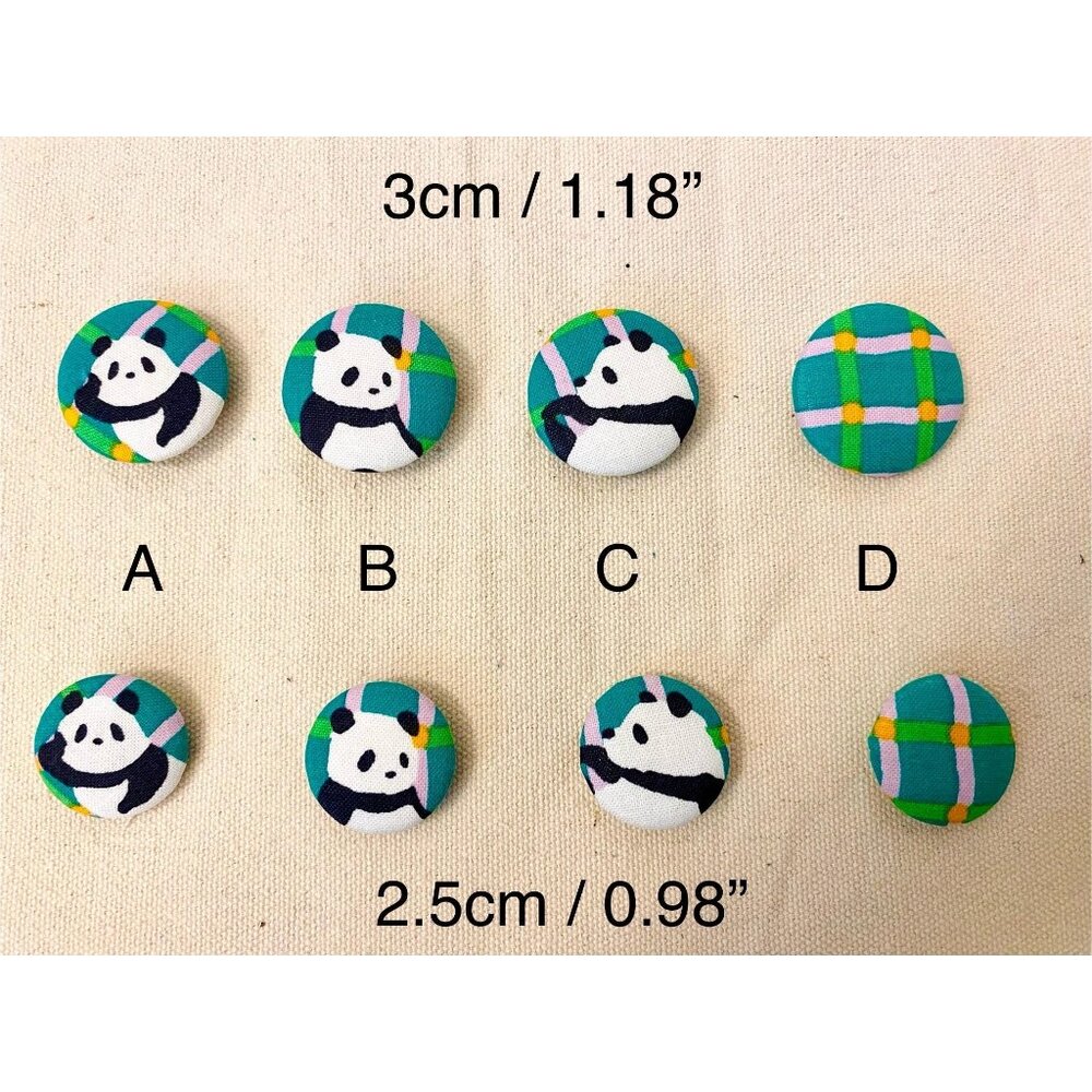 Cute Panda Buttons: 30mm/1.18” and 25mm/0.98” available for sewing and crafts
